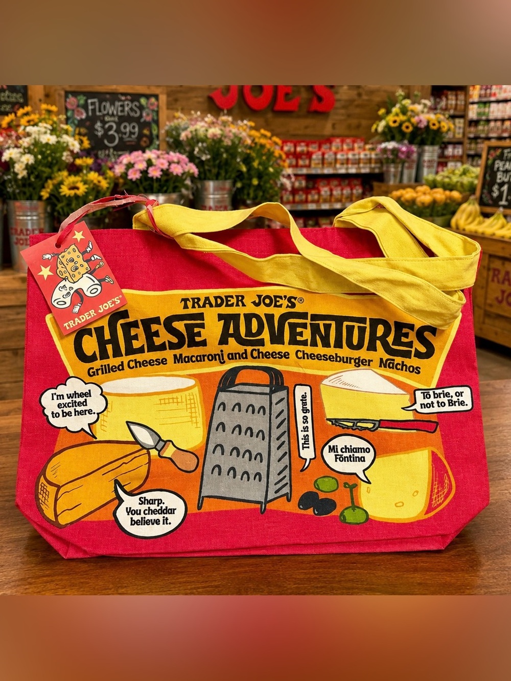 🎉24hr Sale🎉TRADER JOES Cheese Adventures Canvas Tote Bags – Lot of 2
